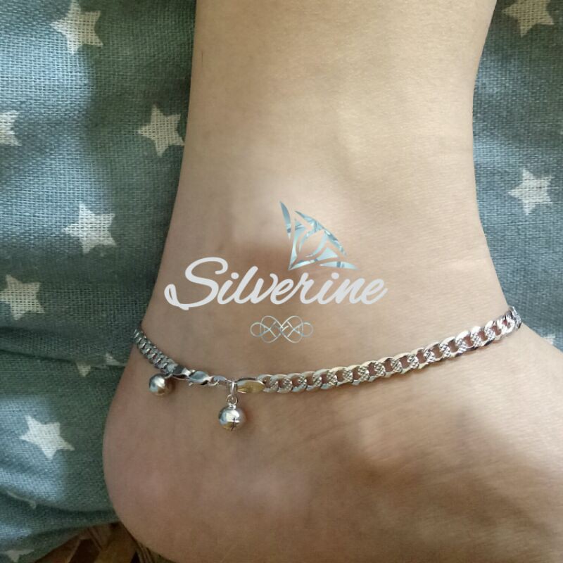 Silver 925 GELANG KAKI SISIK NAGA PERAK LAPIS EMAS PUTIH RHODIUM