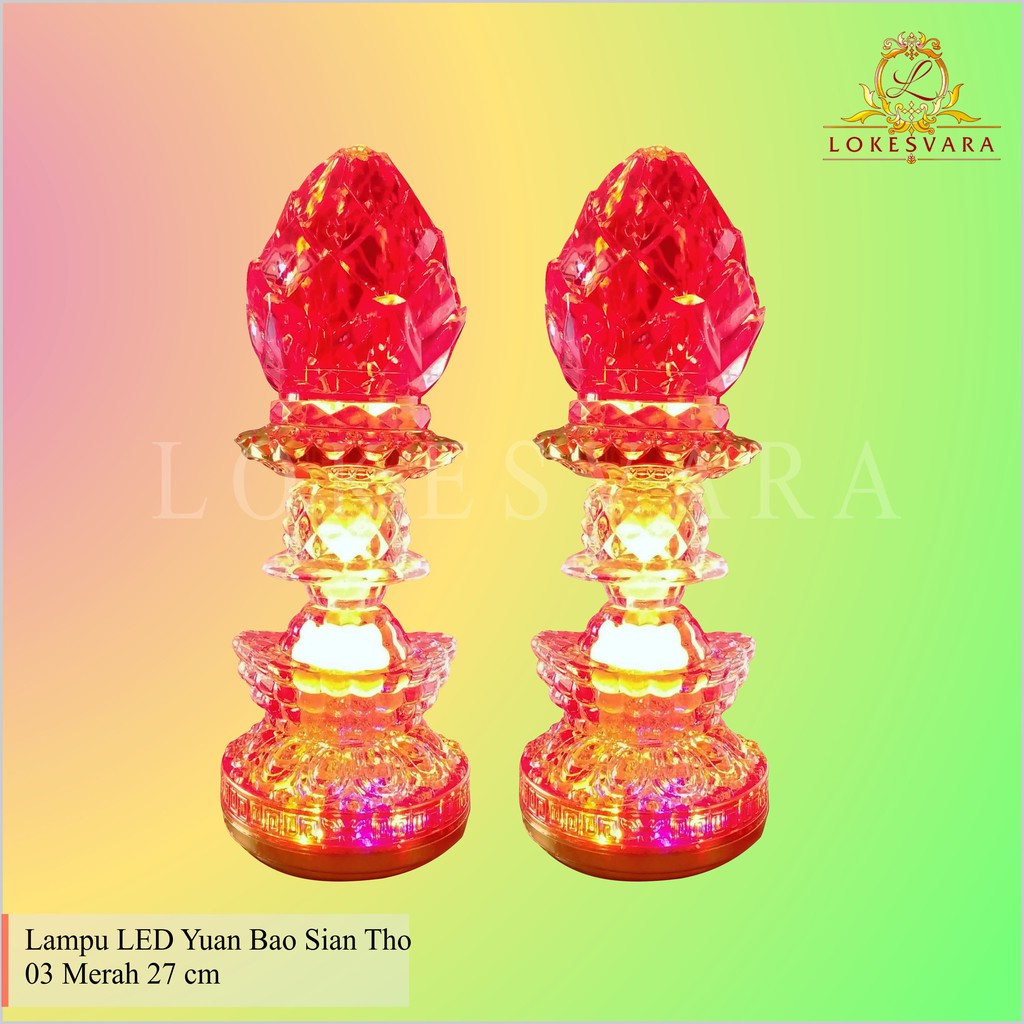 Lampu Altar Puja Sembahyang LED Yuan Bao Sian Tho 03 Merah