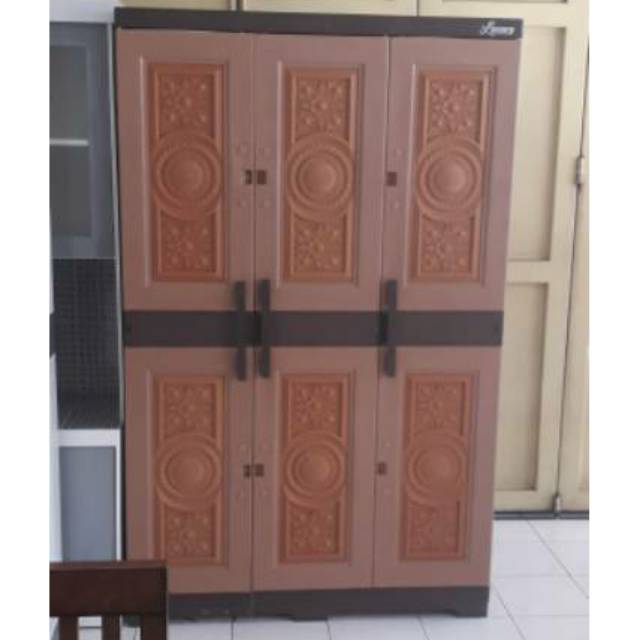  Lemari  Plastik  Luxury  Tabitha 3 Pintu Full Rak Gantung 