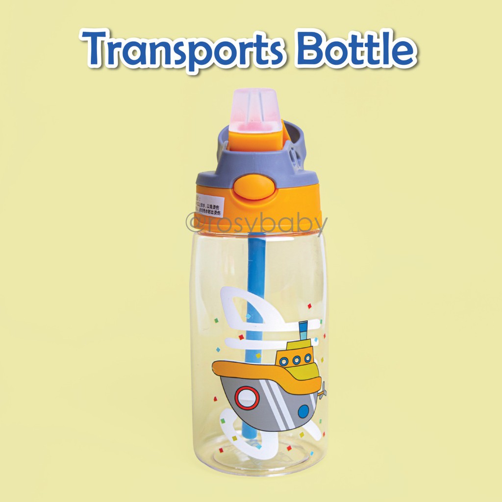 Botol Air Minum 450 ml / Botol Minum Anak Lucu Motif Karakter Imut dengan Sedotan BPA FREE Botol