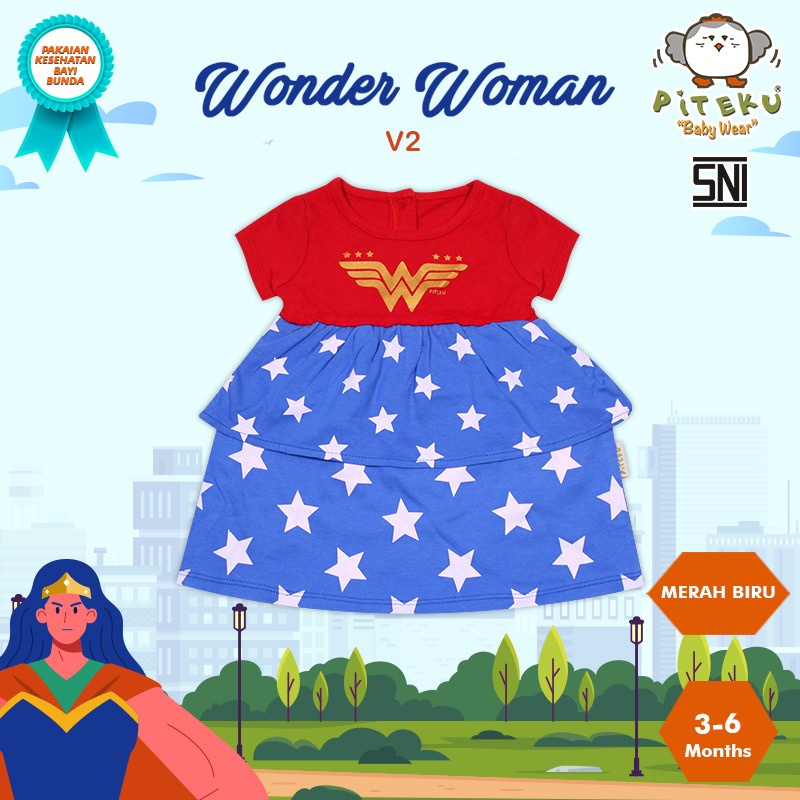 PITEKU - WONDER WOMAN BABY WEAR BAJU BAYI DRESS BABY PEREMPUAN ROK V2
