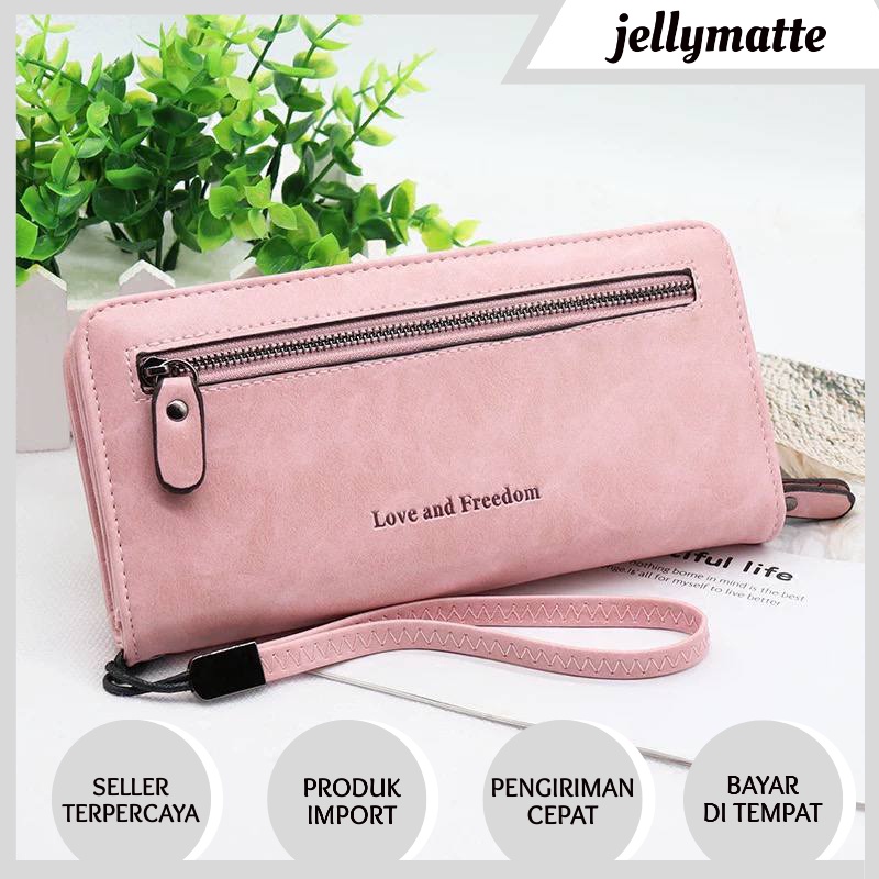 DOMPET WANITA PANJANG OS8322 KULIT PU IMPORT KOREA MURAH WALLET PREMIUM BRAND JAKARTA