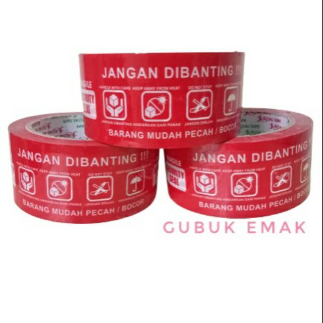 

Lakban JANGAN DIBANTING MERAH 100 Yard Selotip Onshop Packing Online Shop Isolasi Plester