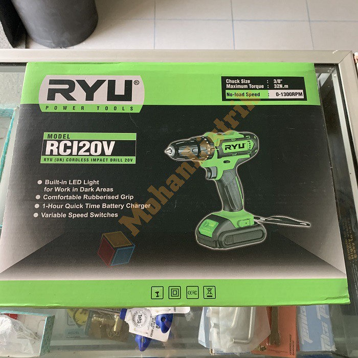 Mesin Bor Batre Baterai RYU Cordless Impact Drill RYU RCI20V RCI 20V