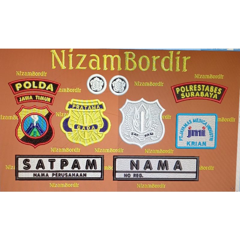 ATRIBUT SATPAM PDH DAN PDL TIMBUL 3 DIMENSI,SERAGAM SATPAM bordir komputer