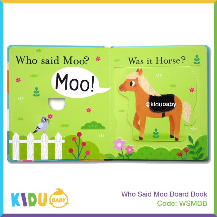 Buku Cerita Anak atau Buku Cerita Bayi Who Said Woof Moo A Lift The Flap and Feel Book Board Book Little Tiger Kidu Baby