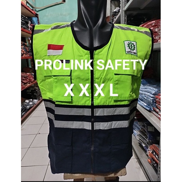 ROMPI SAFETY JUMBO 3XL XXXL HIJAU NAVY BAHAN DRILL PAKAI FURING