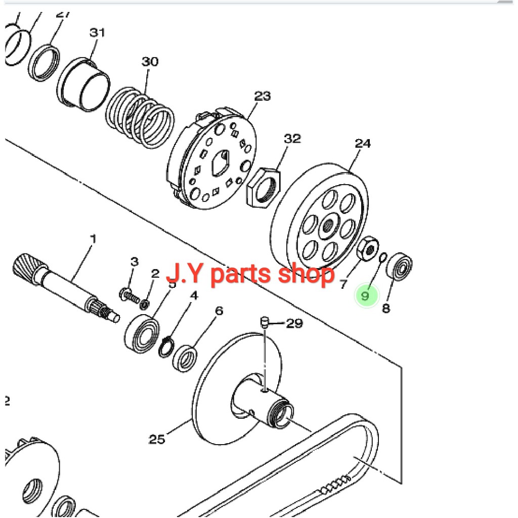 KARET ORING UJUNG AS PULY PULI CVT BELAKANG NOUVO MIO SPORTY SMILE SOUL FINO KARBU ORI 93210-06800