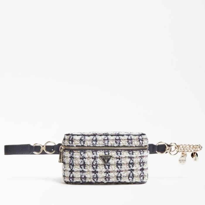 AH453 Tas Guess Ryan Cessily Tweed Belt Waist Shoulder Bag