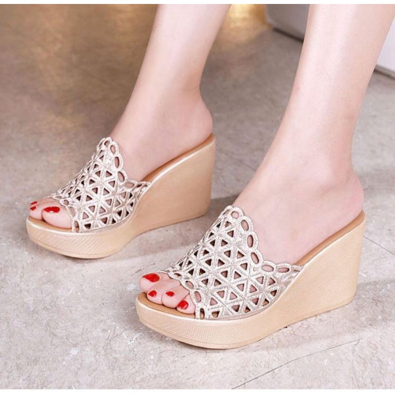 ABBUSHOES Nn 26 sandal wedges laser  veronica sol karet  7cm