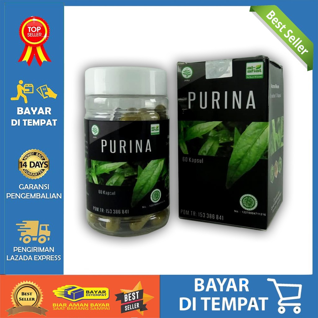 Kapsul Purina Obat Ampuh Asam Urat/Pegal Linu/ Reumatik original Isi 60 Kapsul