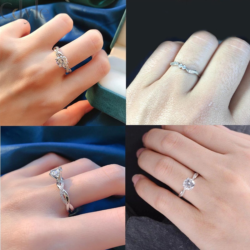 Cincin Wanita Desain Ranting Hias Berlian Gaya Elegan Menarik Untuk Suvenir Pernikahanhadiah