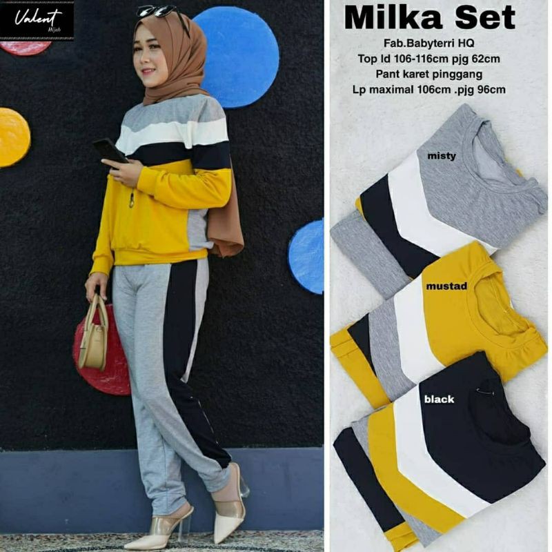 Milka Set, setelan, oneset, setelan modis, setelan wanita, setelan kekinian, setelan murah, ootd