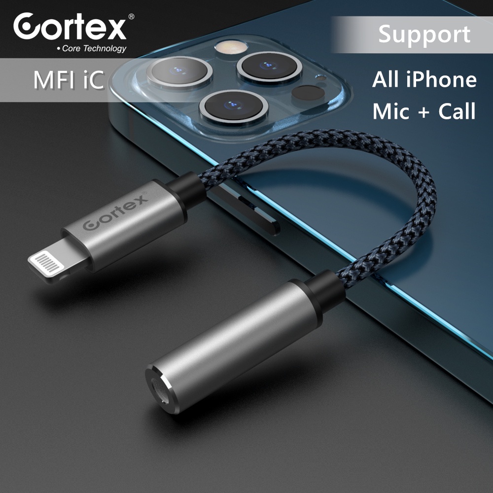 Cortex MH220 Splitter Converter lightning iP to headphone jack 3,5mm HEADSET ORI IC