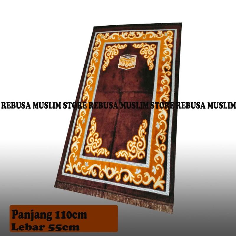 Sajadah Polos Tebal Rumbai Bulu Tipis Velboa Sejadah Travel Empuk Warna (Golden Cream) Sajadah Turki