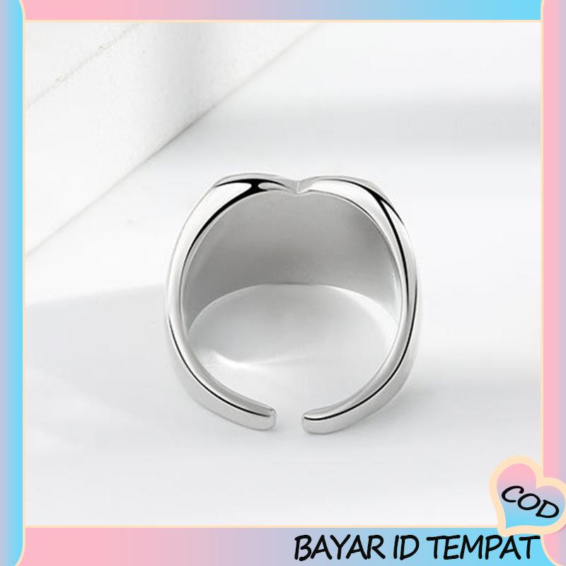 COD❤️ Cincin Kotak-kotak Geometris Cinta Hitam Dan Putih Cincin Fashion Wanita-A.one