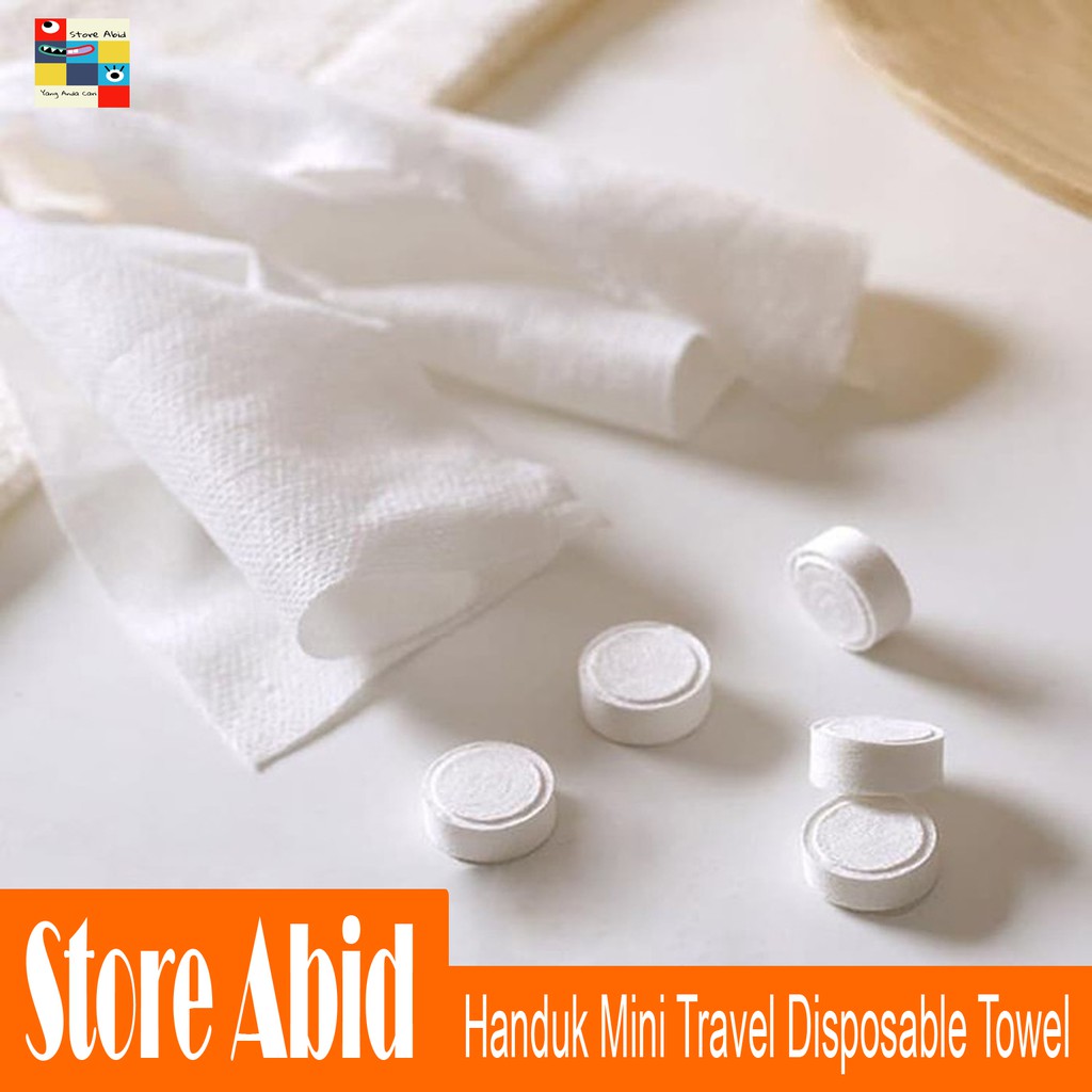 Tissue Handuk Mini Permen Travelling Liburan Kompress Towel Portable