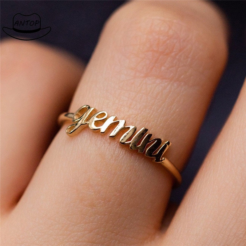 Desain Cincin Wanita 12 Konstelasi Emas/Cincin Sederhana Yang Dapat Disesuaikan ANTOP