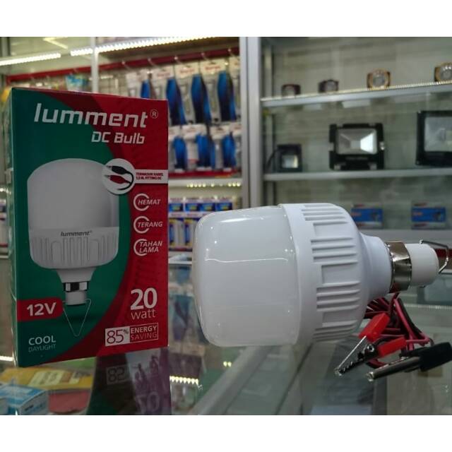 Lampu led aki dc 20 watt 12v model tabung merk lumment