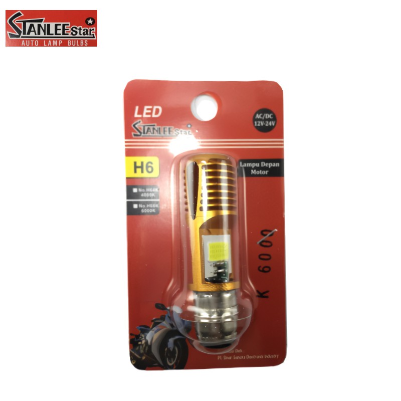 Stanlee Bohlam lampu depan motor LED 12V 600 Putih Total H66K