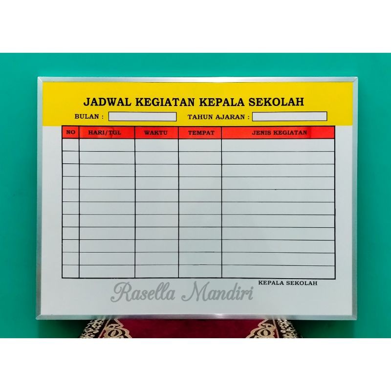 Jual JADWAL KEGIATAN KEPALA SEKOLAH 60x80 - PAPAN DATA SEKOLAH PAUD TK