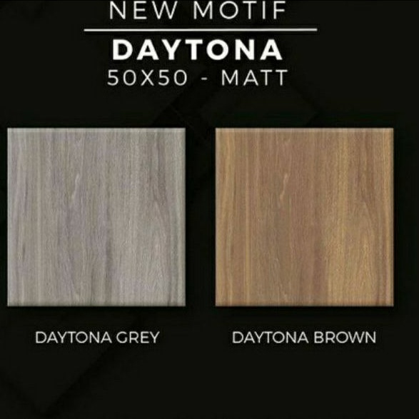 Keramik 50x50 Matt Motif Kayu Daytona Brown dan Grey Grade A