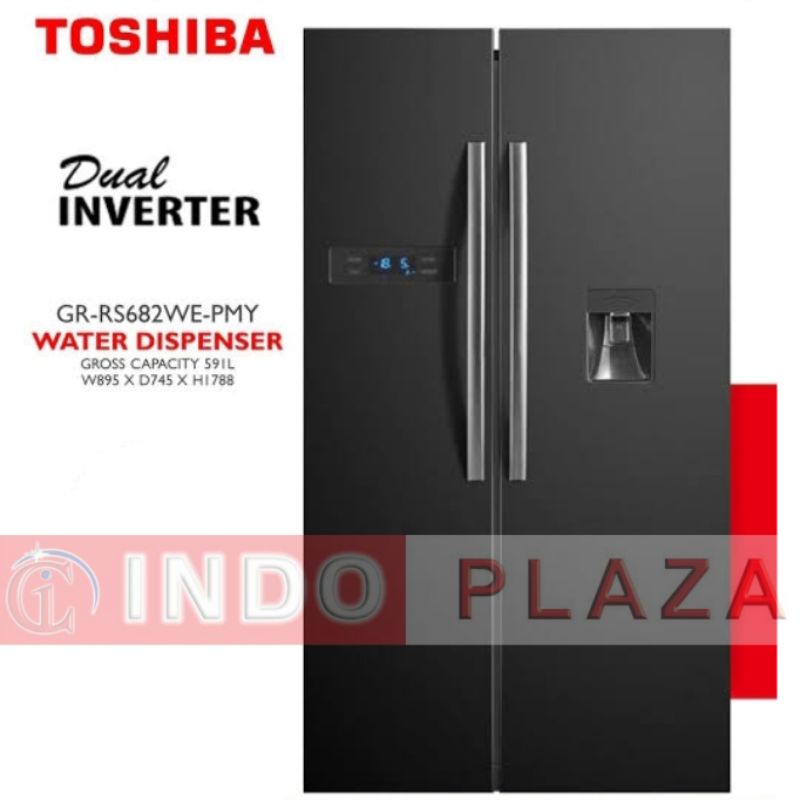 KULKAS TOSHIBA SIDE BY SIDE GR-RS682WE WATER DISPENSER