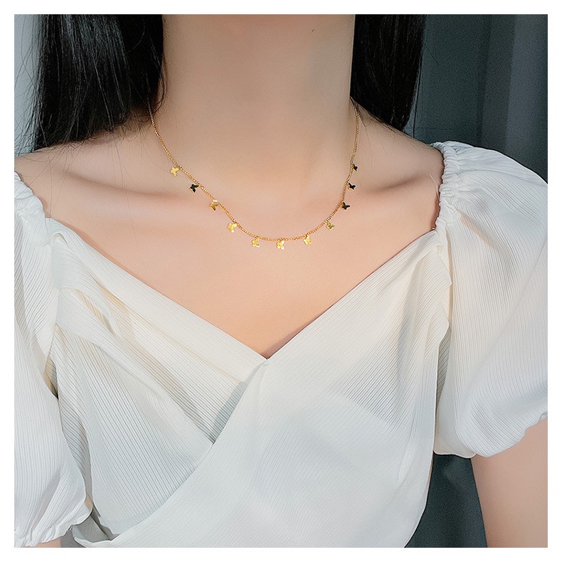 ENXI Kualitas Tinggi 18 K Emas Kalung Fashion Elegan Tidak Memudar Hypoallergenic Hadiah Terbaik N-22054