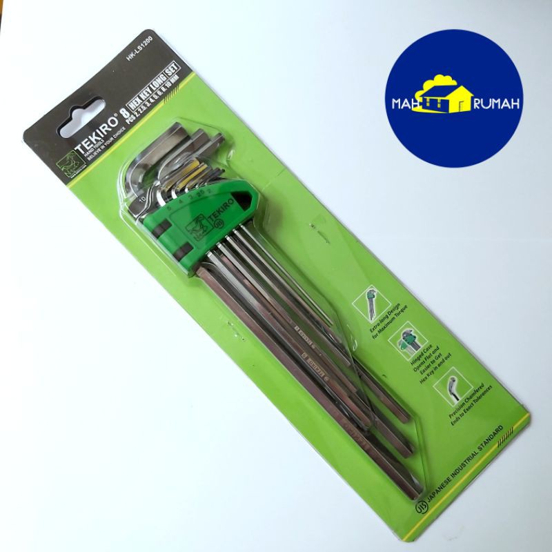 Kunci L Panjang Segi 6 Hex Hex Key Long 8 pcs 8pcs Set CrV - TEKIRO