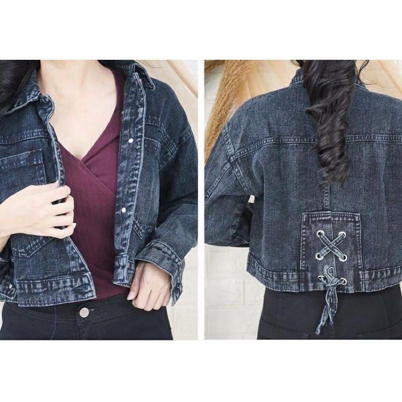 (PROMO)Jaket Jeans Crop Keren Terbaru