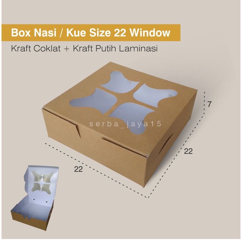 

BOX NASI / KUE KRAFT COKLAT + KRAFT PUTIH LAMINASI SIZE 22
