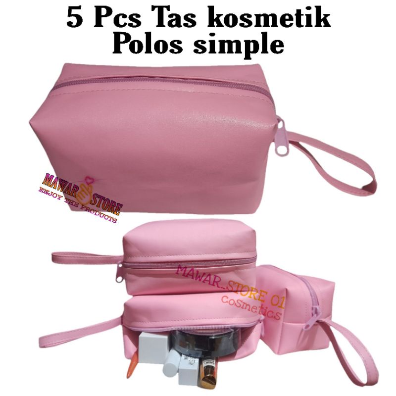 Tas kosmetik pouch polos simple 5 pcs