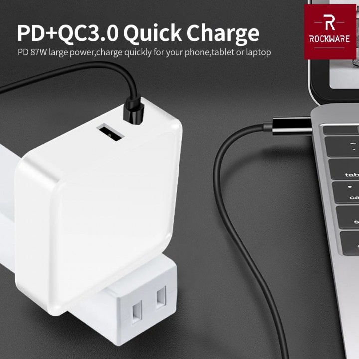 ROCKWARE WLX-I9 87W - Charger 2 Port USB-A dan USB-C - PD dan QC 3.0