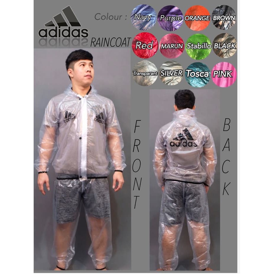 Jas Hujan Pria | Jas Hujan Wanita | Jas Hujan Murah  Adidas Transparan / Raincoat Adidas TP