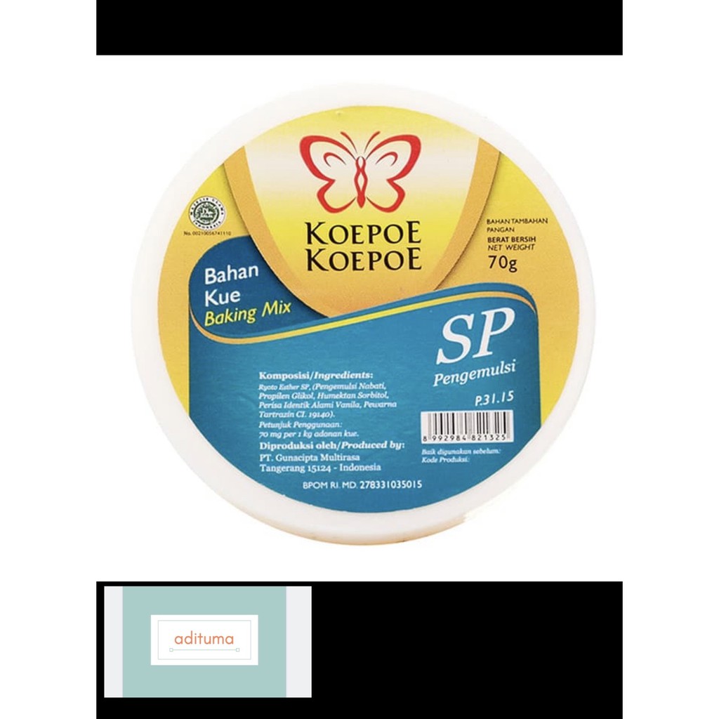 

S P (B) Pengemulsi Pengembang Kue Koepoe-Koepoe 70gr