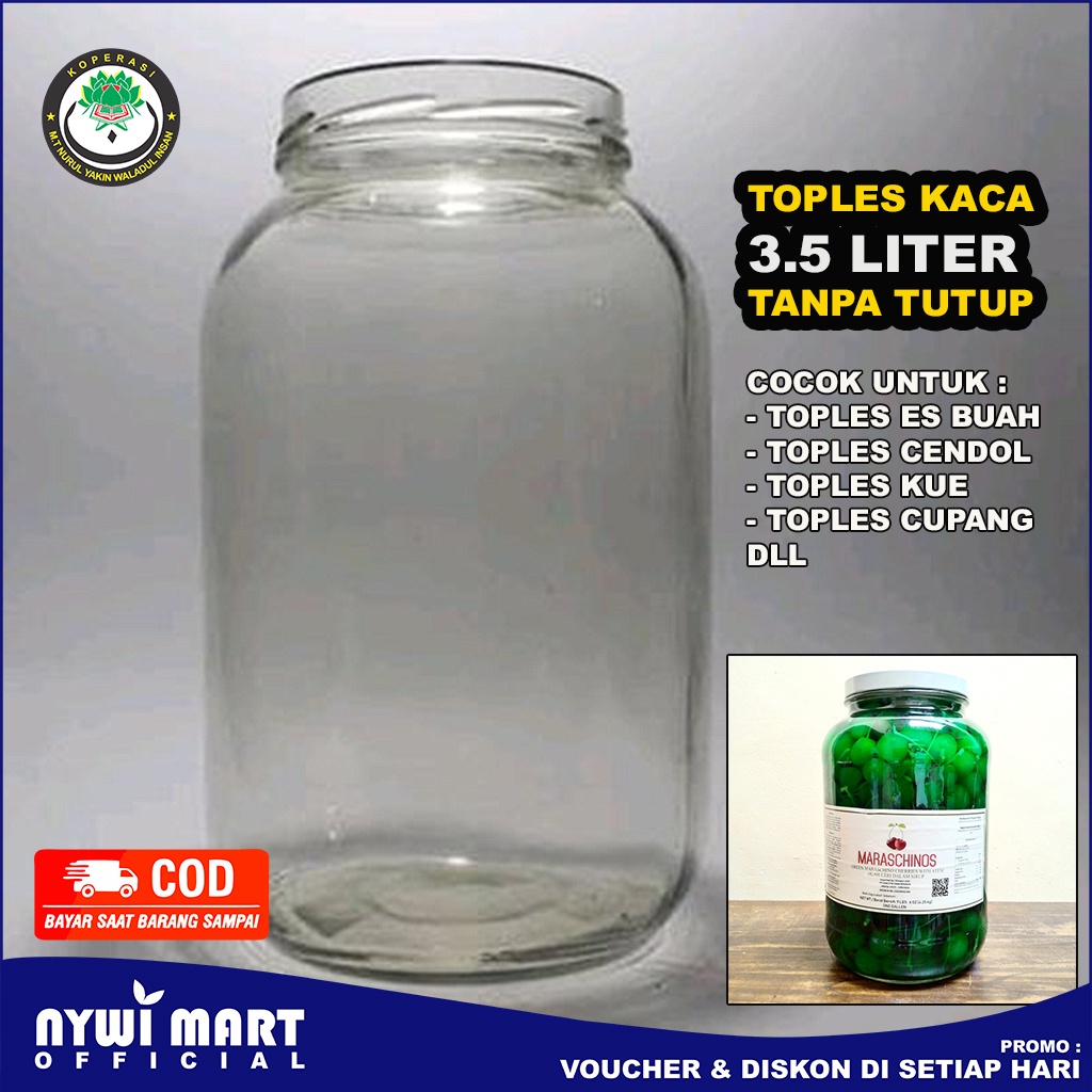 ( TERMURAH ) Toples kaca 3500ml Tanpa Tutup / Toples 3.5 liter / Toples Cherry / Toples Es Buah / To
