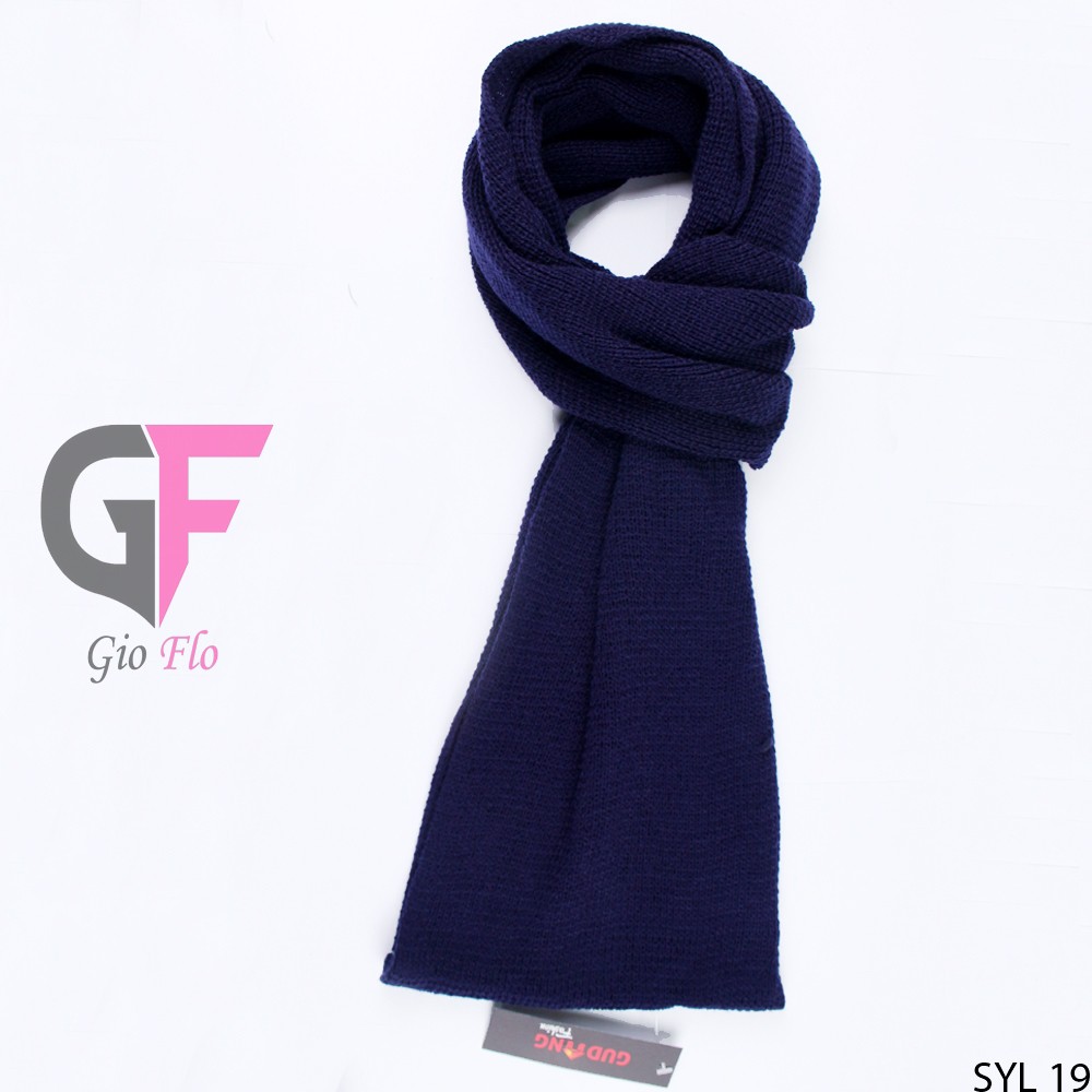 GIOFLO Aksesoris Fashion Syal Wanita Kantoran Rajut Hangat Dark Blue / SYL 19