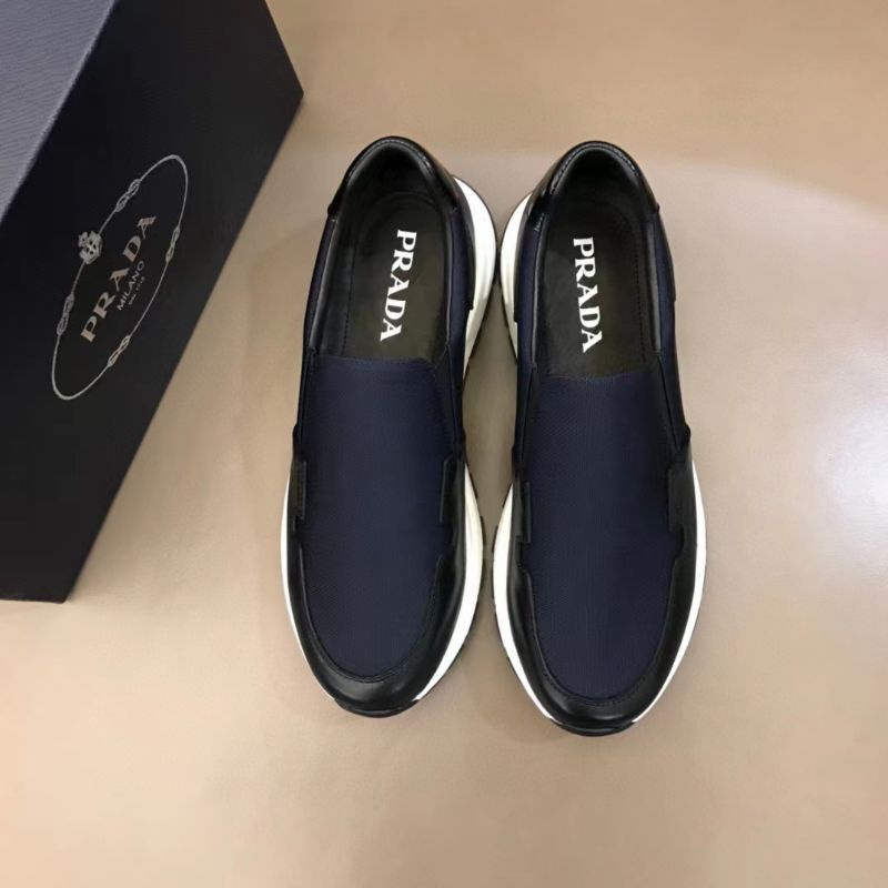 sepatu pria pr4da sneaker slip on mirror top men shoes run away biru