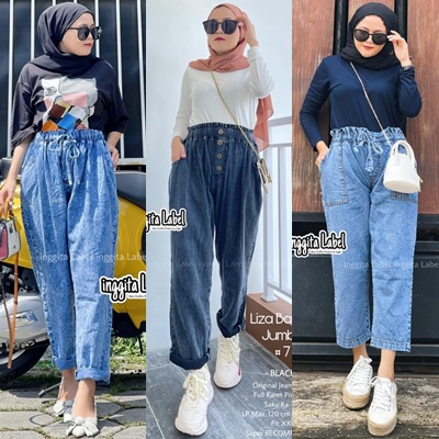 LIZA JUMBO PANTS / 18.7 / BAHAN JEANS / CELANA BAGGY / KULOT WANITA / ALLSIZE / FIT XL-XXL / INGGITA