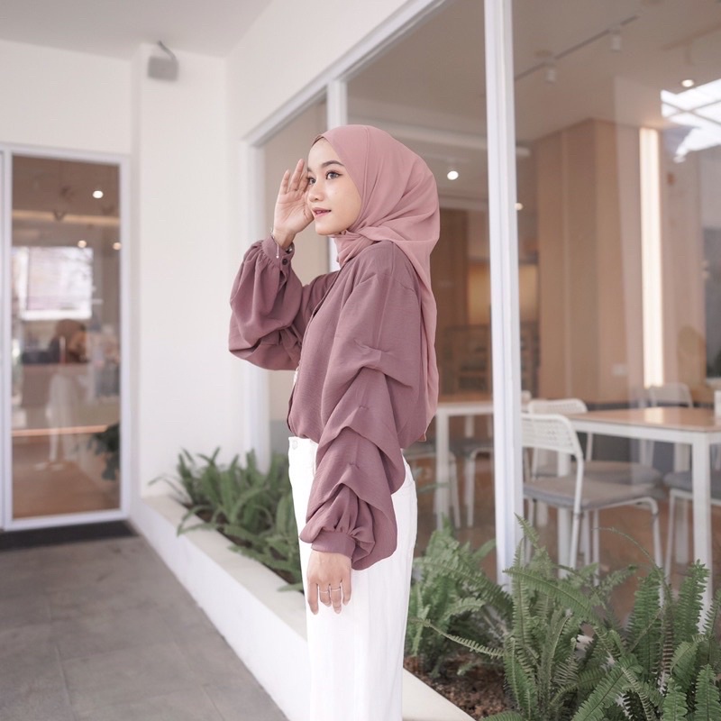 CUBITA TOP BLOUSE // KEMEJA CRINCLE OVERSIZE WANITA // WIRU BLUS // ALTA BLUSS OVER SIZE