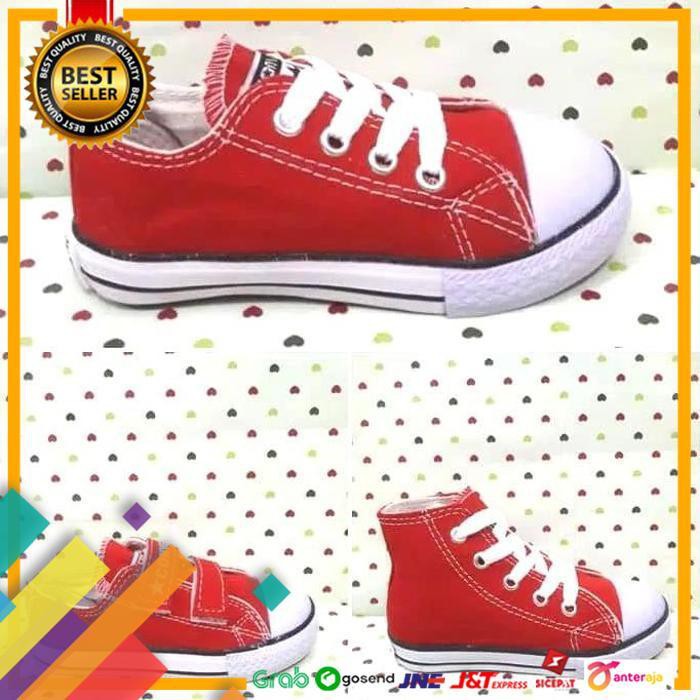 NEW.. SEPATU CONVERSE ALL STAR ANAK KIDS/MERAH PENDEK PEREKAT TINGGI ..TERLARIS