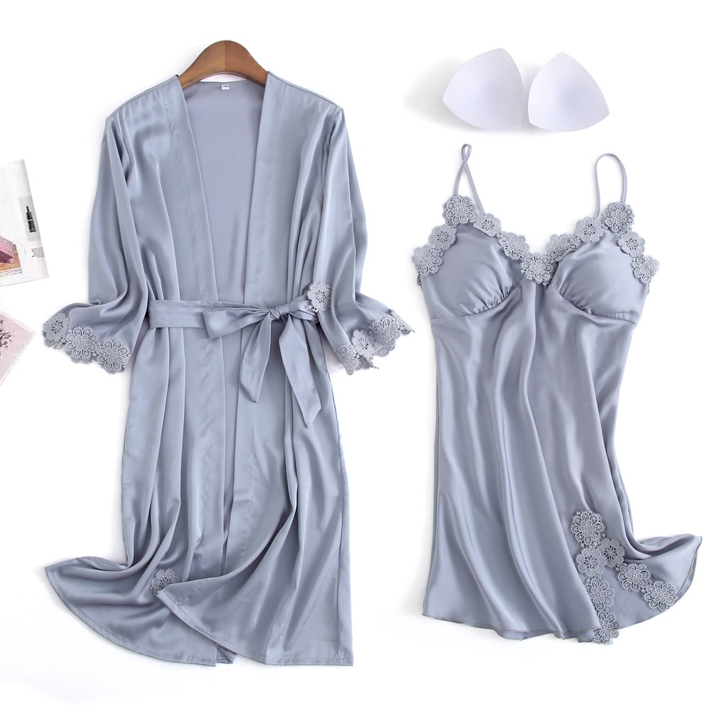 Vee-silk summer kimono 8033 pad bra/seserahan/baju tidur-4