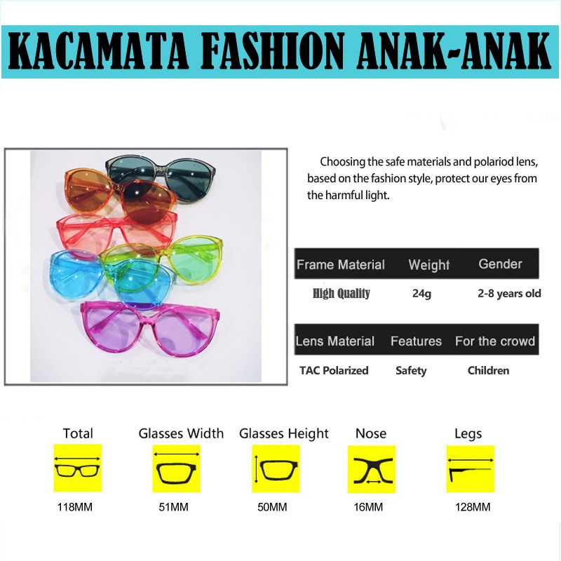 Kacamata Anak anak Perempuan Laki Fashion Kids Glasses Eyewear Frame Model Korea Transparan