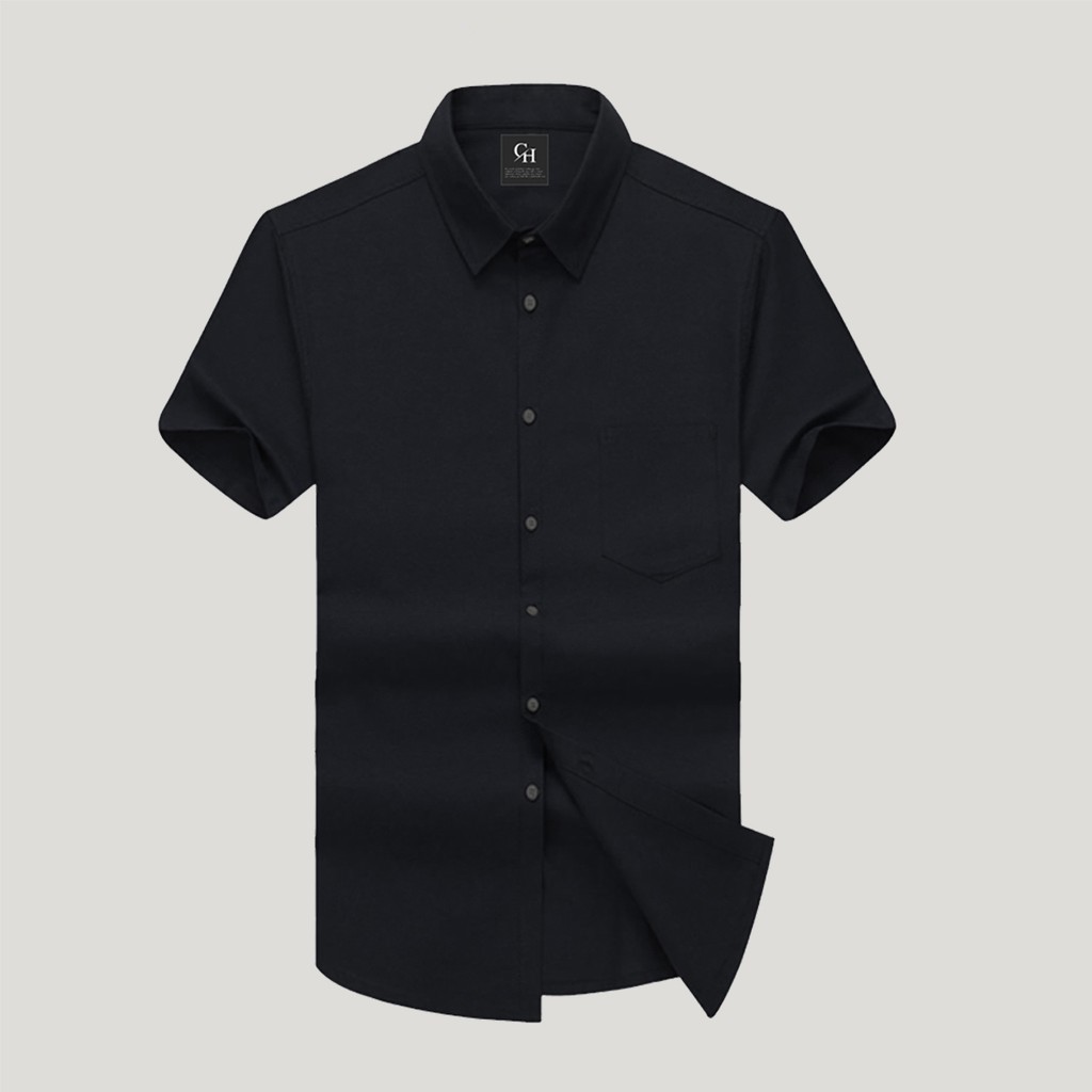 Kemeja Pria Warna Biru Muda Polos VISCO Lengan Pendek Hem Pria Casual Formal Original Bandung