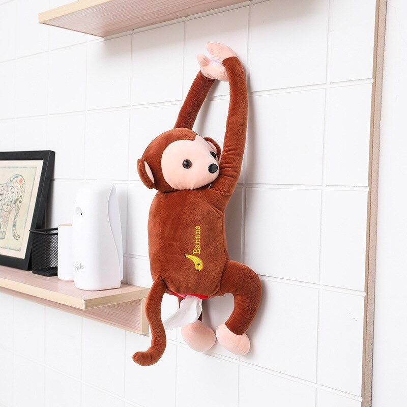 Tempat Tisu Mobil Cartoon Monkey Car Hanging Tissue Box - EA311 - Brown