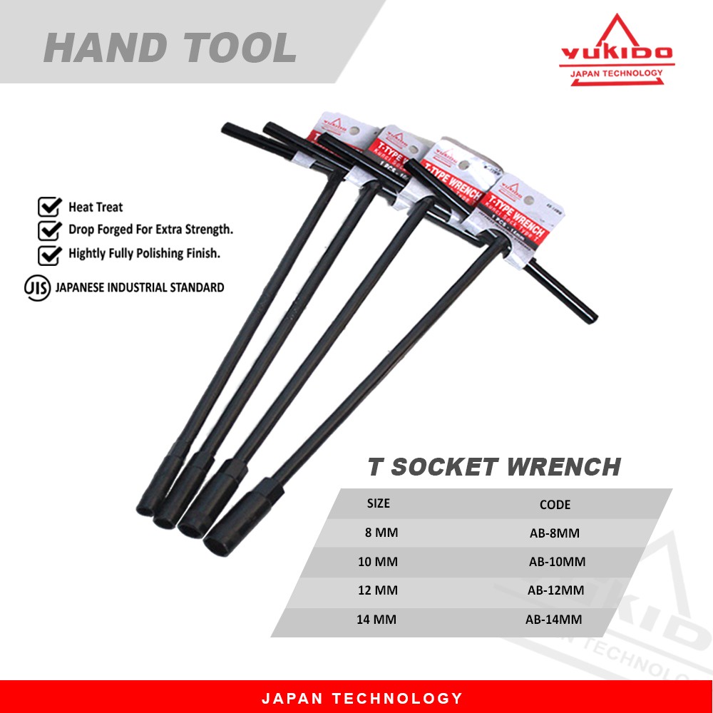 BERGARANSI 3 TAHUN PAKET 4 ITEM YUKIDO Kunci sok T  8-14 mm crv anti selek