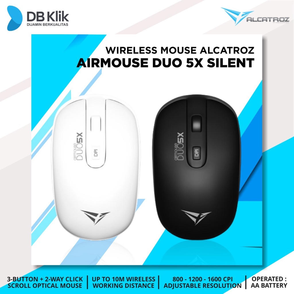 Mouse Alcatroz Airmouse DUO 5X Silent Click Wireless 1600CPI - DUO 5X