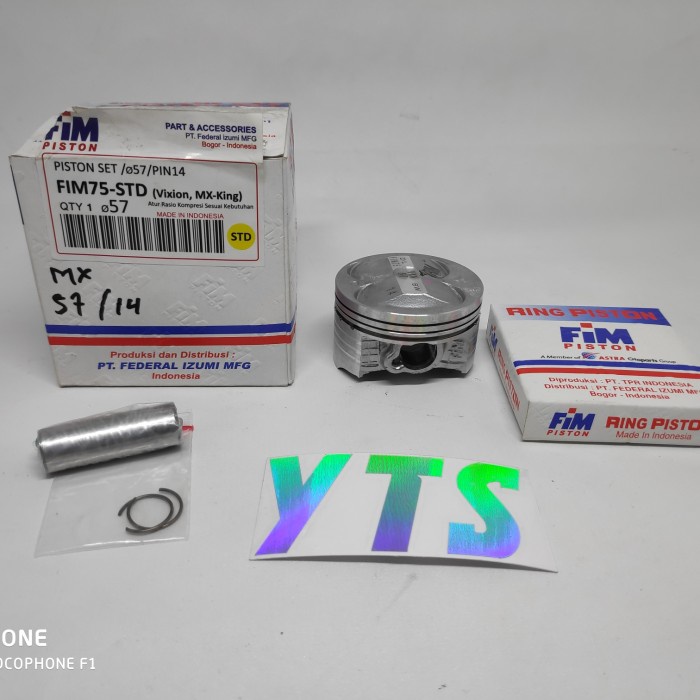 Piston Fim Mx King Vixion 57 - 60 Mm Fim 75 Pin 14 Piston Dome High