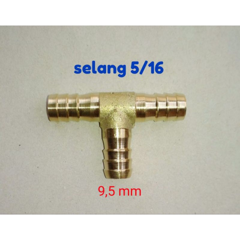 Nepel sambungan T cabang 3 diameter 9,5 mm untuk selang 5/16