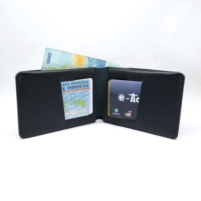 Dompet kulit asli design unik warna hitam simple wallet - PHWL340